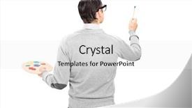  Presentation with pallet - Presentation design featuring male artist holding a paintbrush background and a white colored foreground