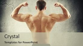  Presentation with concrete cracked - Amazing theme having male athlete - back of sexy young athletic backdrop and a soft green colored foreground