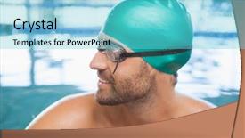  Presentation with swimmer - PPT layouts having male athlete - close up of a fit background and a  colored foreground