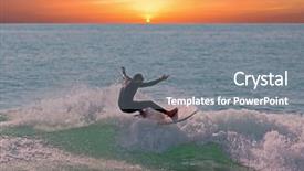  Presentation with sound wave physics - Presentation theme with male athlete - young man catches a wave background and a gray colored foreground