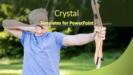  Presentation with athlete - Audience pleasing slide set consisting of male-athlete-aiming-with-bow backdrop and a tawny brown colored foreground