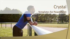  Presentation with athlete track or running track - Amazing PPT theme having male athlete at track leaning backdrop and a sky blue colored foreground