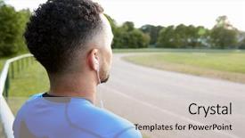  Presentation with athlete - Beautiful PPT layouts featuring male athlete at track looking backdrop and a light gray colored foreground