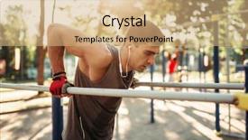  Presentation with parallel - Cool new slide set with male athlete exercises on parallel backdrop and a coral colored foreground