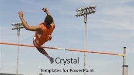  Presentation with high jump - Audience pleasing theme consisting of male athlete performing high jump backdrop and a light gray colored foreground