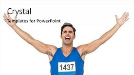  Presentation with victory - Presentation having male athlete posing after victory background and a white colored foreground