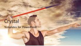  Presentation with older athlete runs - Amazing theme having male athlete preparing to throw backdrop and a  colored foreground