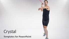  Presentation with athlete - Amazing slides having male athlete preparing to throw backdrop and a  colored foreground