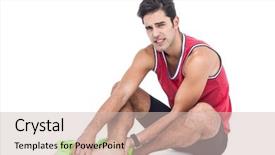  Presentation with pain - Amazing PPT layouts having male athlete with foot backdrop and a soft green colored foreground
