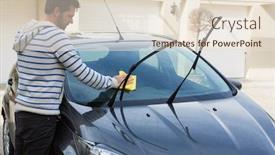  Presentation with cleaning service - Audience pleasing presentation design consisting of male-auto-service-staff-cleaning backdrop and a lemonade colored foreground