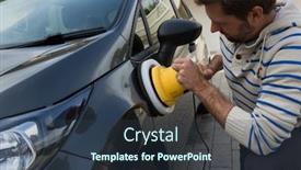  Presentation with cleaning service - Slide set having male-auto-service-staff-cleaning background and a tawny brown colored foreground