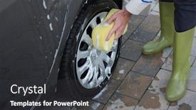  Presentation with car service - Slide deck enhanced with male-auto-service-staff-washing background and a dark gray colored foreground