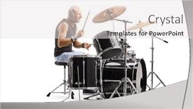  Presentation with bald - Slides enhanced with male-bald-drummer-with-headphones background and a light gray colored foreground
