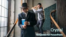  Presentation with baseball - Presentation having male bandit with baseball bat background and a wine colored foreground