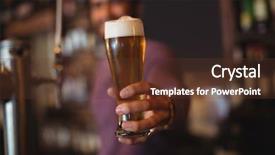  Presentation with beer bar pub tap counter - Slides having male bar tender giving glass background and a tawny brown colored foreground