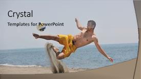  Presentation with beach volleyball - Slide deck with male beach volleyball game player background and a light gray colored foreground