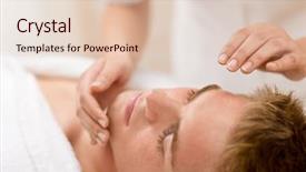  Presentation with beauty salon men - Presentation theme having male beauty - man receiving facial background and a lemonade colored foreground