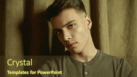  Presentation with curtains - Slides featuring male-beauty-hairstyle-portrait background and a tawny brown colored foreground