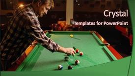  Presentation with billiard - Slide set enhanced with male billiard player places balls background and a wine colored foreground