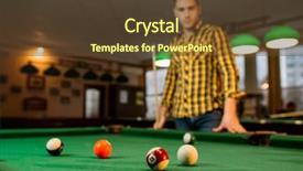  Presentation with billiard - Audience pleasing slide set consisting of male billiard player with cue backdrop and a tawny brown colored foreground