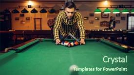  Presentation with pyramid - Slides enhanced with male billiard player with pyramid background and a ocean colored foreground