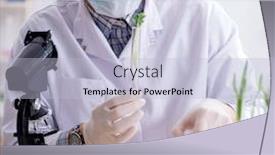  Presentation with lab - Audience pleasing theme consisting of male-biochemist-working backdrop and a light blue colored foreground