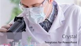  Presentation with plants - Slide deck having male-biochemist-working background and a light blue colored foreground