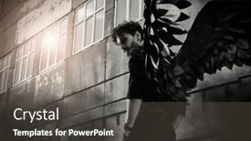  Presentation with angel - PPT layouts with male-black-angel-stands background and a dark gray colored foreground
