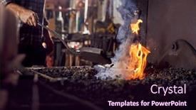  Presentation with fuel - Cool new PPT layouts with male-blacksmith-adding-coal-fuel backdrop and a wine colored foreground