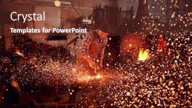  Presentation with background - Cool new slides with male-blacksmith-hammering-metalwork backdrop and a tawny brown colored foreground