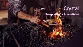  Presentation with lighting - Presentation theme consisting of male-blacksmith-lighting-wood-kindling background and a wine colored foreground