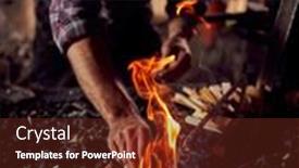  Presentation with lighting - Slide deck with male-blacksmith-lighting-wood-kindling background and a tawny brown colored foreground