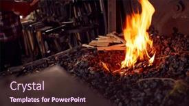  Presentation with lighting - PPT layouts having male-blacksmith-lighting-wood-kindling background and a wine colored foreground