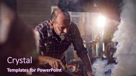  Presentation with fuel - Slide deck enhanced with male-blacksmith-raking-coals-fuel background and a wine colored foreground
