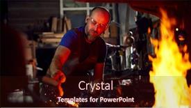  Presentation with brush - Audience pleasing PPT theme consisting of male-blacksmith-using-wire-brush backdrop and a wine colored foreground