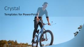  Presentation with bmx - Audience pleasing slide set consisting of male-bmx-biker-jump backdrop and a light blue colored foreground