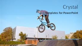  Presentation with ramp - Amazing theme having male-bmx-biker-jumps backdrop and a light blue colored foreground