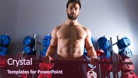  Presentation with weightlifting barbell - Presentation theme enhanced with male body lifting dumbbell weight muscle strengt - barbell beard man workout fitness background and a  colored foreground