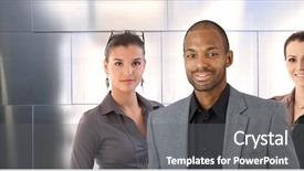  Presentation with female male symbol - Beautiful presentation theme featuring male boss and female team backdrop and a  colored foreground