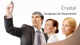  Presentation with ideas - Presentation design consisting of male-boss-presenting-business-ideas background and a white colored foreground