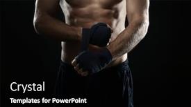  Presentation with boxer - Amazing slide set having male boxer applying wrist wraps on black background closeup backdrop and a black colored foreground