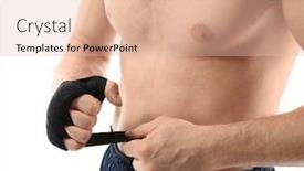  Presentation with boxer - Beautiful PPT theme featuring male boxer applying wrist wraps on white background closeup backdrop and a lemonade colored foreground