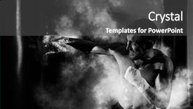  Presentation with boxing - Audience pleasing PPT layouts consisting of punch - male boxer boxing in punching backdrop and a dark gray colored foreground