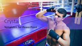 Presentation with boxer - Colorful presentation theme enhanced with male boxer exercising with the speed bag backdrop and a light blue colored foreground