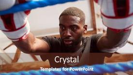  Presentation with boxing ring - Slide deck featuring male-boxer-in-gym-wearing background and a tawny brown colored foreground