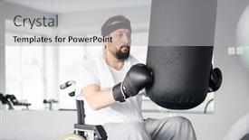  Presentation with fight two boxer boxing - Colorful slide set enhanced with male-boxer-in-wheelchair-having backdrop and a light gray colored foreground