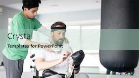  Presentation with boxer - Slide deck having male-boxer-in-wheelchair-having background and a mint green colored foreground
