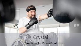  Presentation with fight two boxer boxing - Beautiful presentation design featuring male-boxer-in-wheelchair-having backdrop and a light gray colored foreground