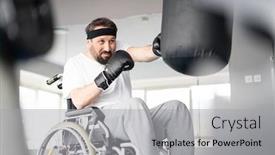  Presentation with boxer - Slide deck having male-boxer-in-wheelchair-having background and a light gray colored foreground