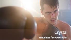  Presentation with fight two boxer boxing - Cool new presentation with male boxer punching with bleeding backdrop and a tawny brown colored foreground